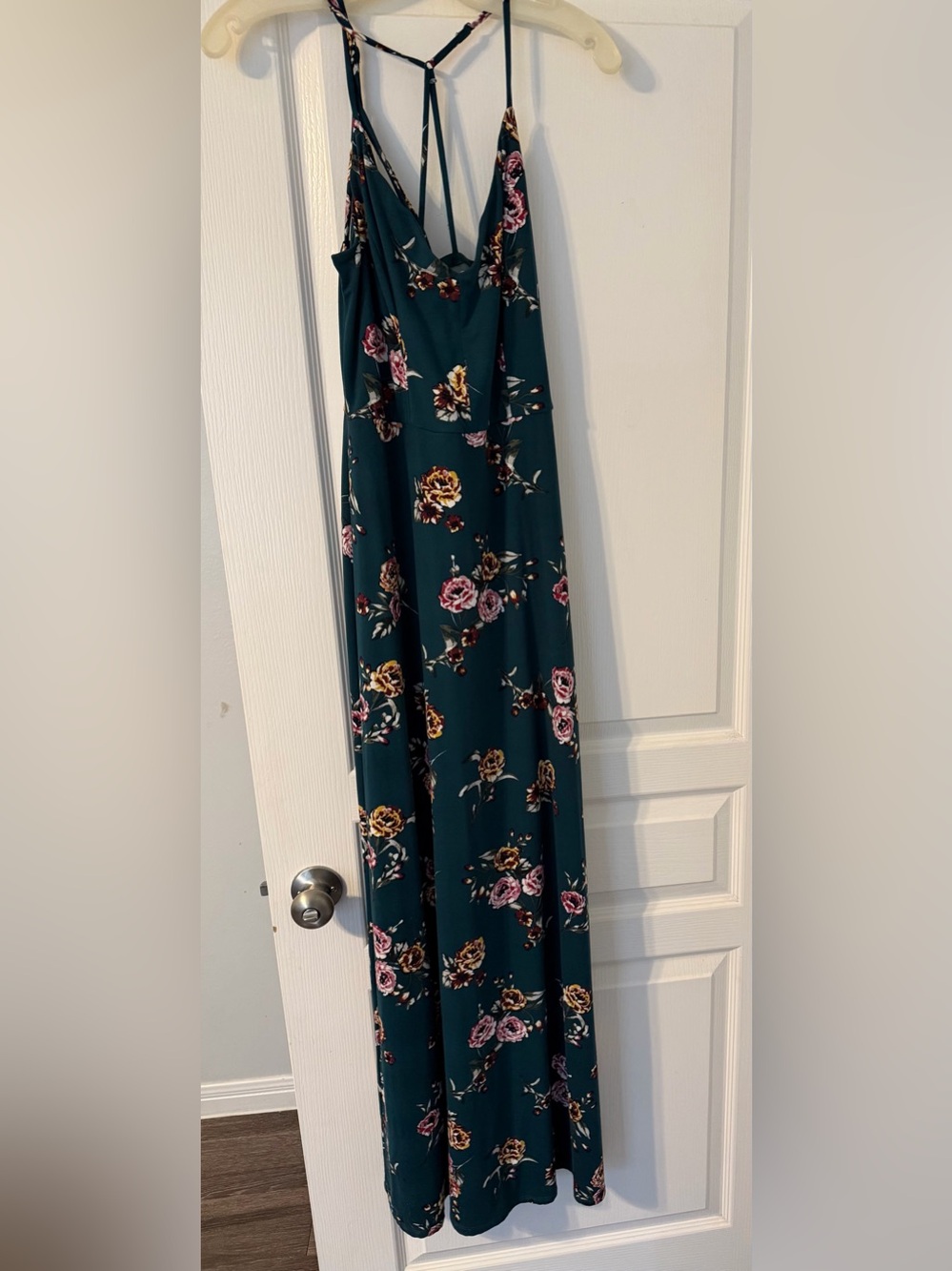 nine britton Teal Floral Maxi Skirt with Pink and Mustard Accents
